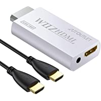 AUTOUTLET Adaptador convertidor de Wii a Hdmi- con cable HDMI de 1M Wii2HDMI La salida de audio y video de 3.5mm soporta…